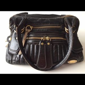Chloe blk Vermilion Quilted Bay Bowler Bag Medium
